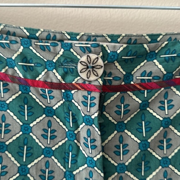 Anthropologie Corey Lynn Calter Green Printed Cotton Shorts Sz 4 Boho Artsy Chic - Picture 6 of 9